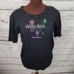 Savanah Black Whiny B&%$# Rhinestone Souvenir Tshirt Size Large‎